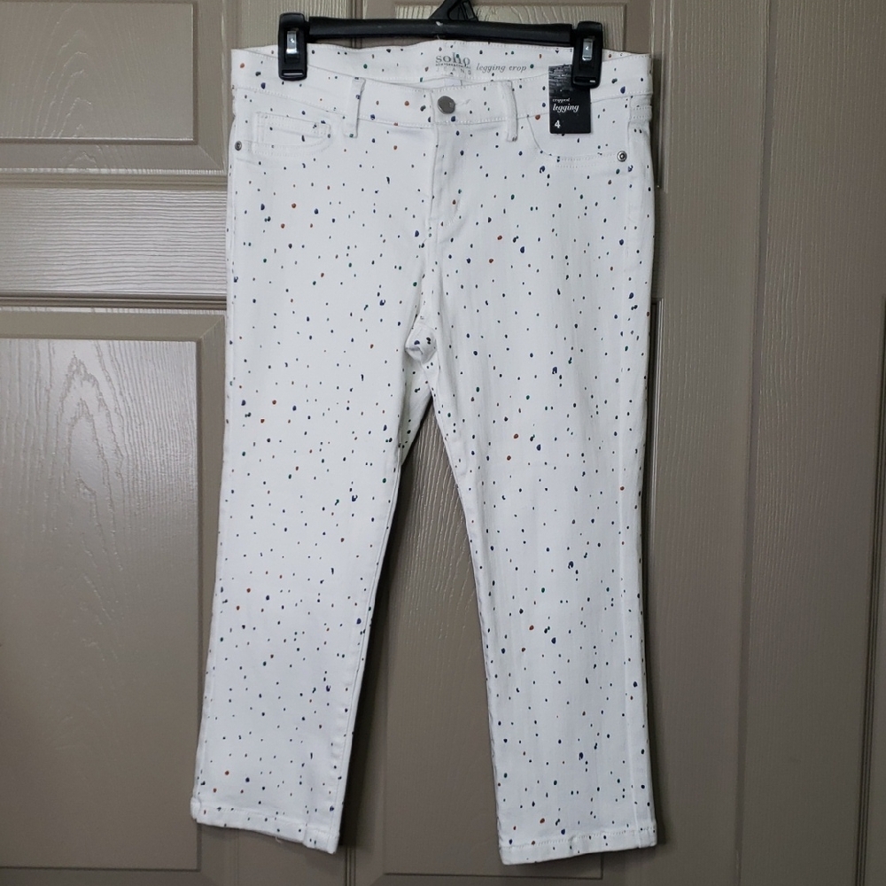 NWT NY & COMPANY Soho Jeans Multi Micro Dot Leggin Crop Jeans size 4